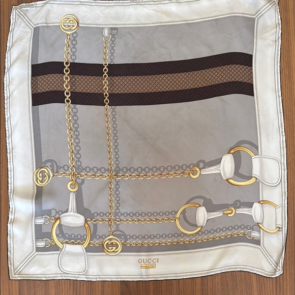 Gucci White and Gold Women's Scarf - Picture 1 of 3